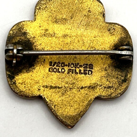 Vintage Girl Scouts USA 1/20 10K Gold Filled Membership Pin Eagle Emblem - Picture 2 of 9